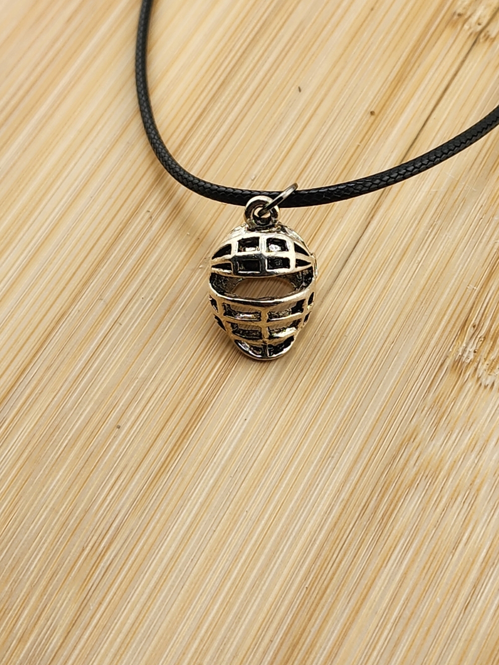 Silver-Tone Baseball Catcher Mask Charm Necklace